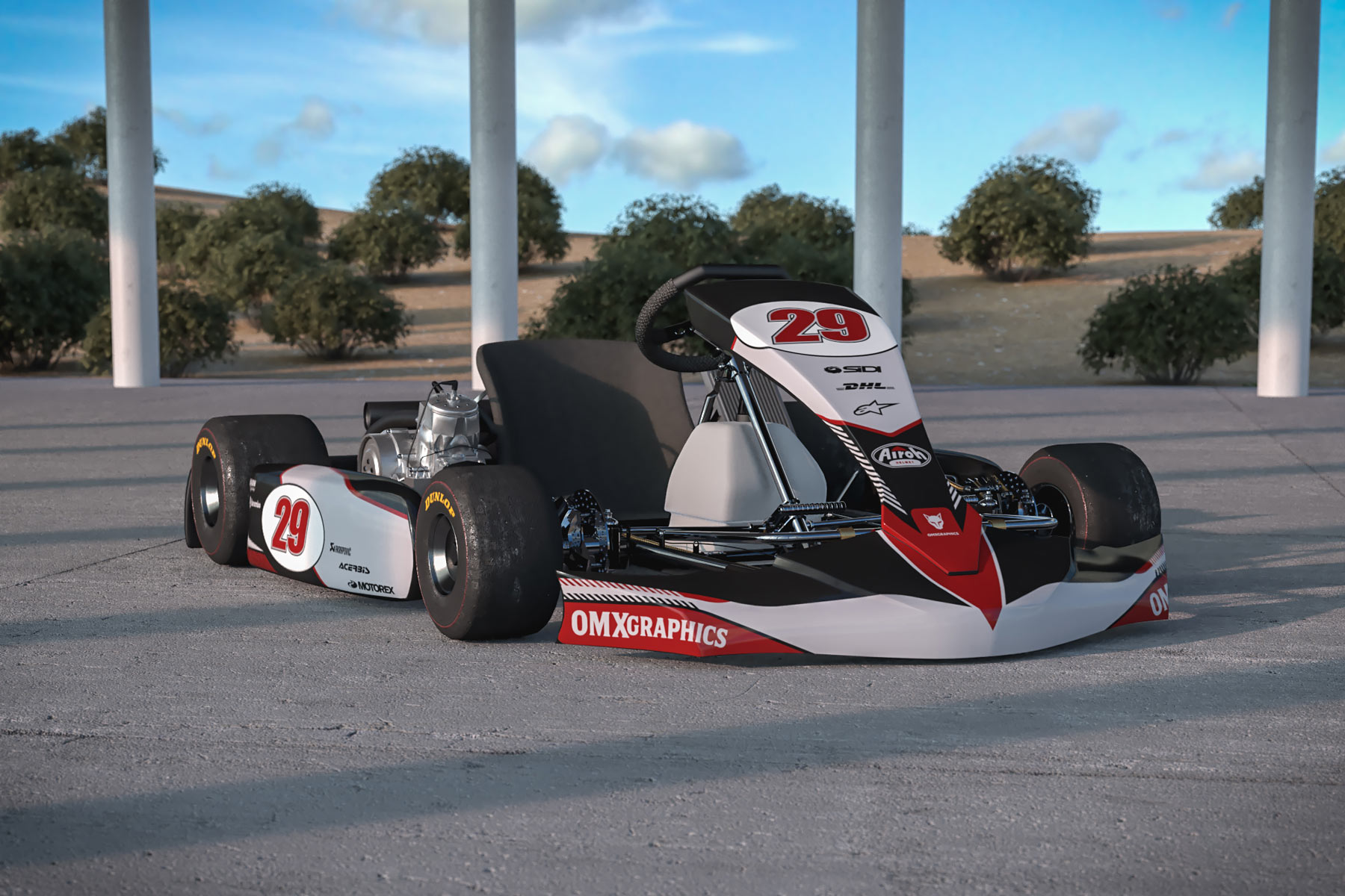 Go Kart Graphics Kit Redline Retro Grey Promo