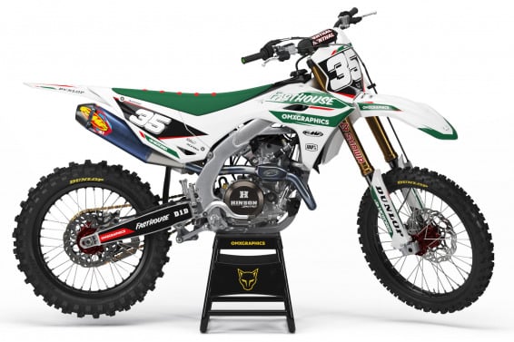 MX Graphics Kit for Kawasaki Dirt Bike Dagger White