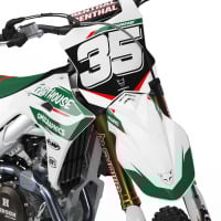 MX Graphics Kit for Kawasaki Dirt Bike Dagger White Front