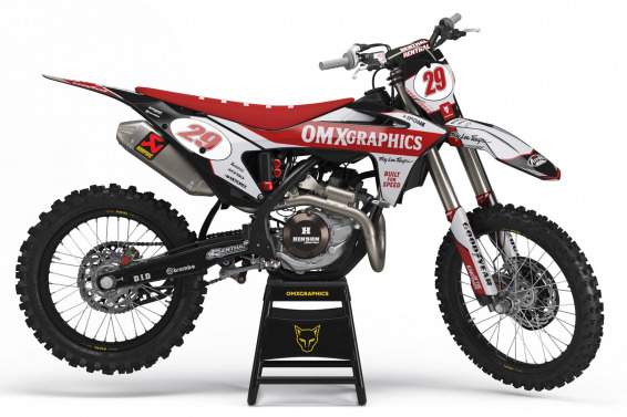 Retro Mx Graphics Kit for GasGas Dirt Bike Redline Grey