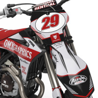Retro Mx Graphics Kit for GasGas Dirt Bike Redline Grey Front