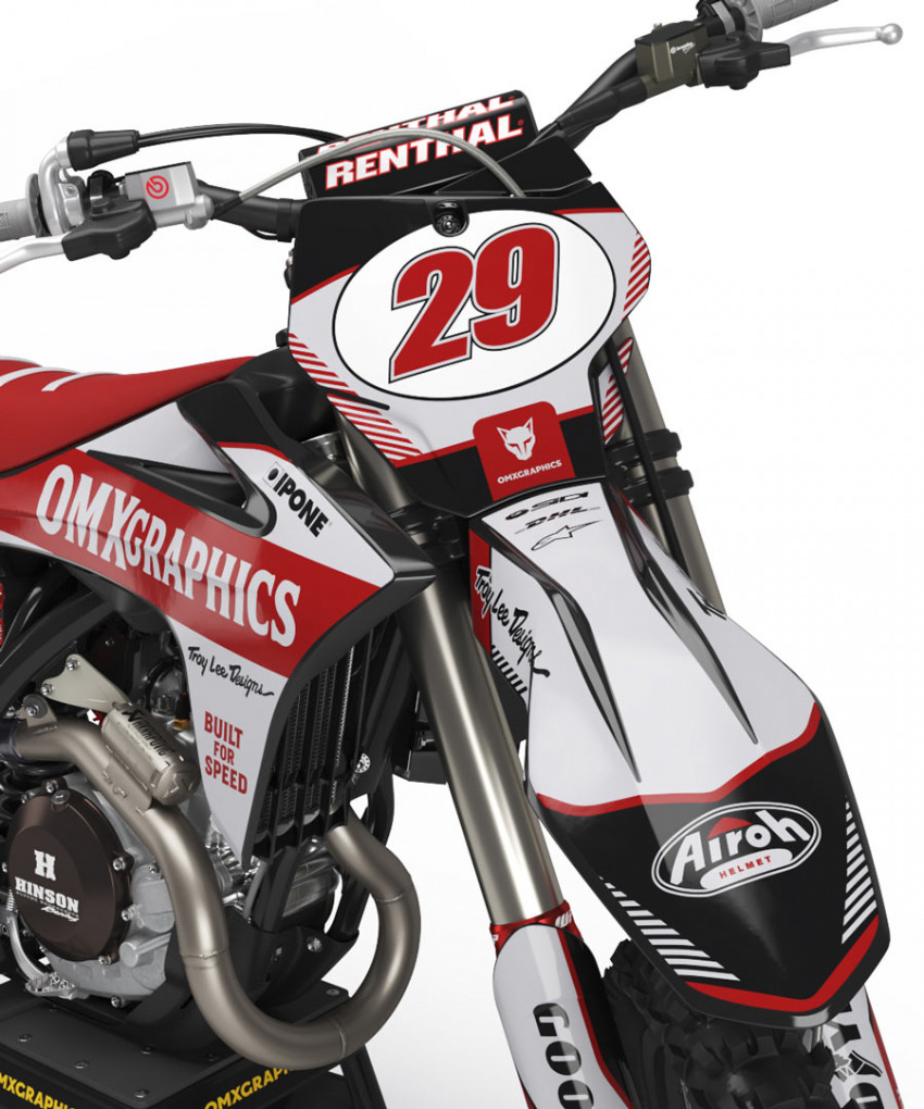 Retro Mx Graphics Kit for GasGas Dirt Bike Redline Grey Front