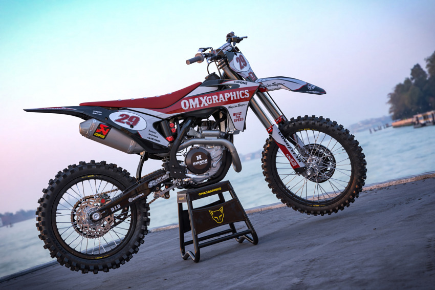 Retro Mx Graphics Kit for GasGas Dirt Bike Redline Grey Promo