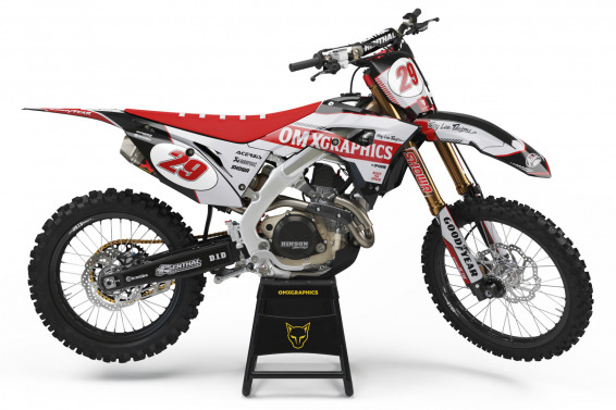 Retro Mx Graphics Kit for Honda Dirt Bike Redline Grey