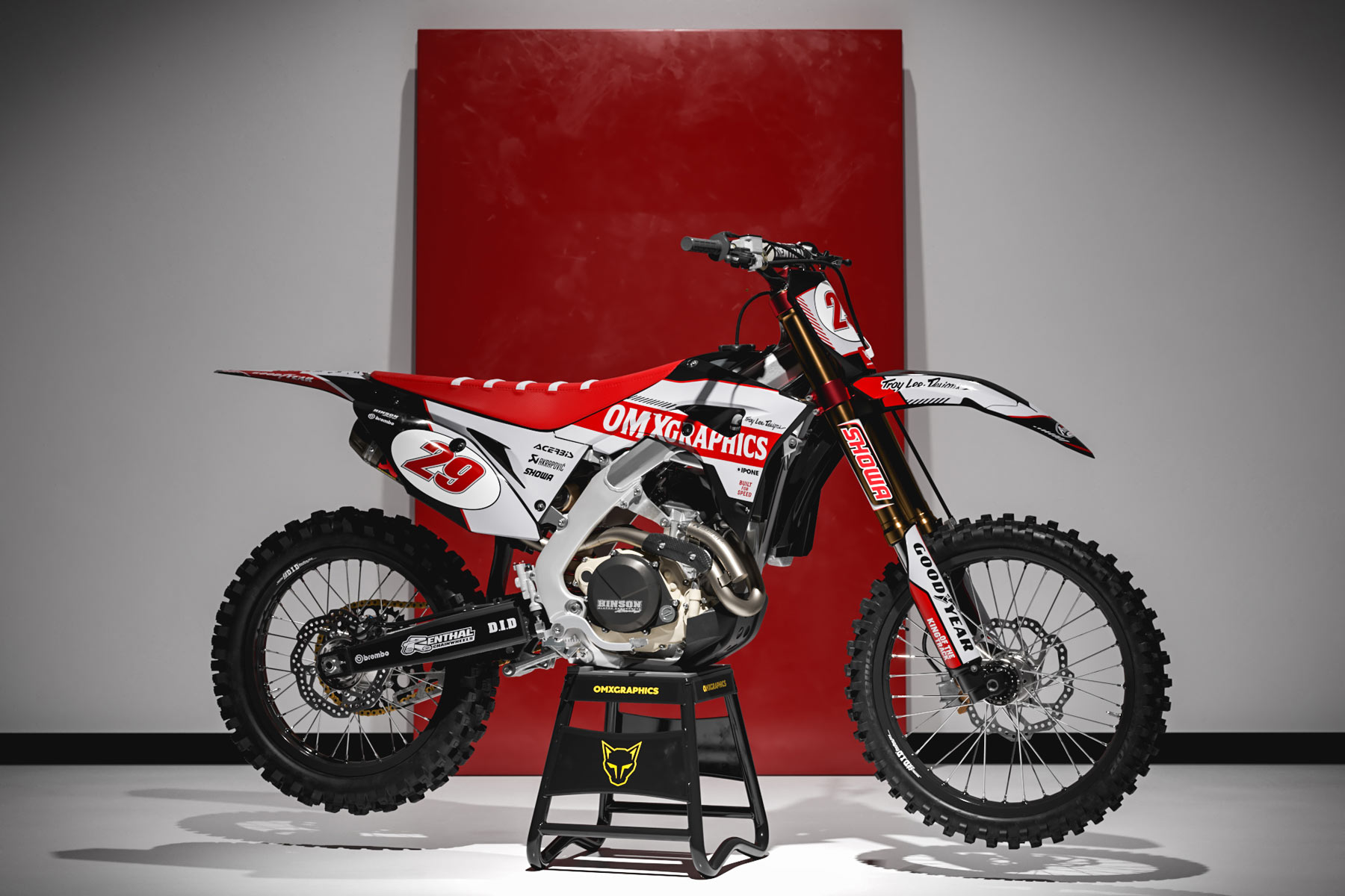 Retro Mx Graphics Kit for Honda Dirt Bike Redline Grey Promo
