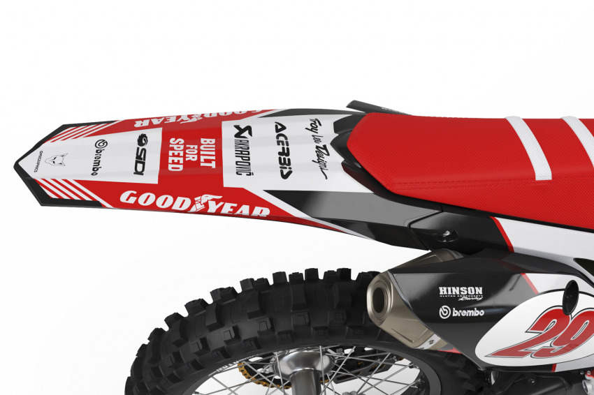 Retro Mx Graphics Kit for Honda Dirt Bike Redline Grey Tail
