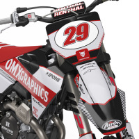 Retro Mx Graphics Kit for Husqvarna Dirt Bike Redline Grey Front