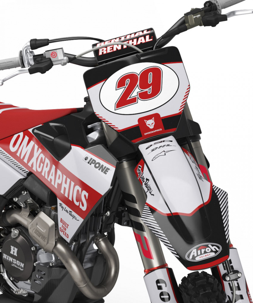 Retro Mx Graphics Kit for Husqvarna Dirt Bike Redline Grey Front