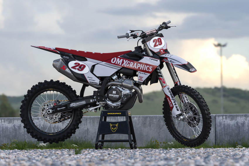 Retro Mx Graphics Kit for Husqvarna Dirt Bike Redline Grey Promo