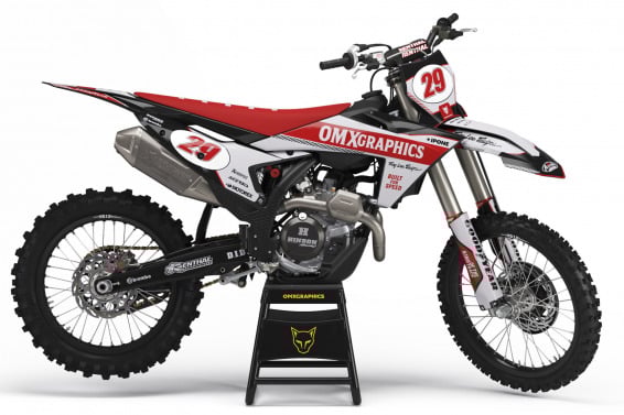 Retro Mx Graphics Kit for KTM Dirt Bike Redline Grey