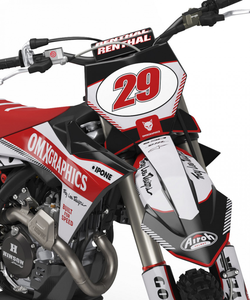 Retro Mx Graphics Kit for KTM Dirt Bike Redline Grey Front