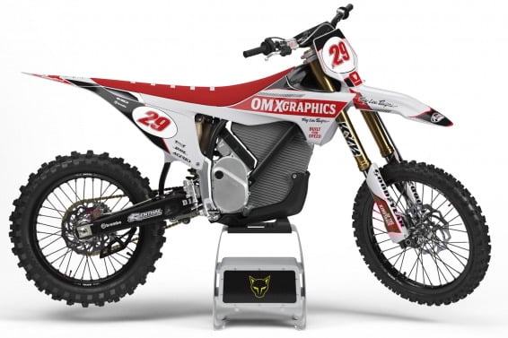 Retro Mx Graphics Kit for Stark Varg Dirt Bike Redline Grey