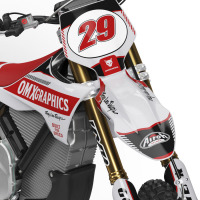 Retro Mx Graphics Kit for Stark Varg Dirt Bike Redline Grey Front