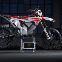 Retro Mx Graphics Kit for Stark Varg Dirt Bike Redline Grey Promo