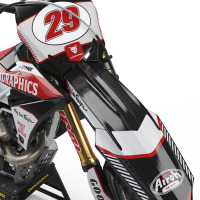 Retro Mx Graphics Kit for Suzuki Dirt Bike Redline Grey Front