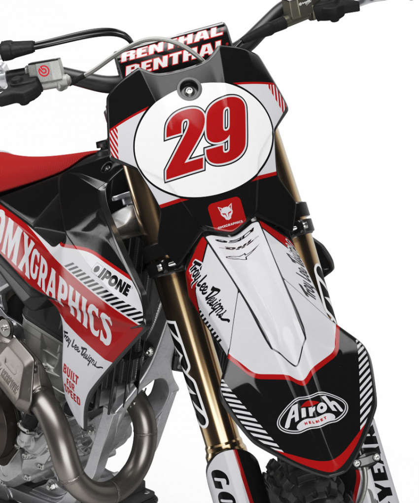 Retro Mx Graphics Kit for Triumph Dirt Bike Redline Grey Front