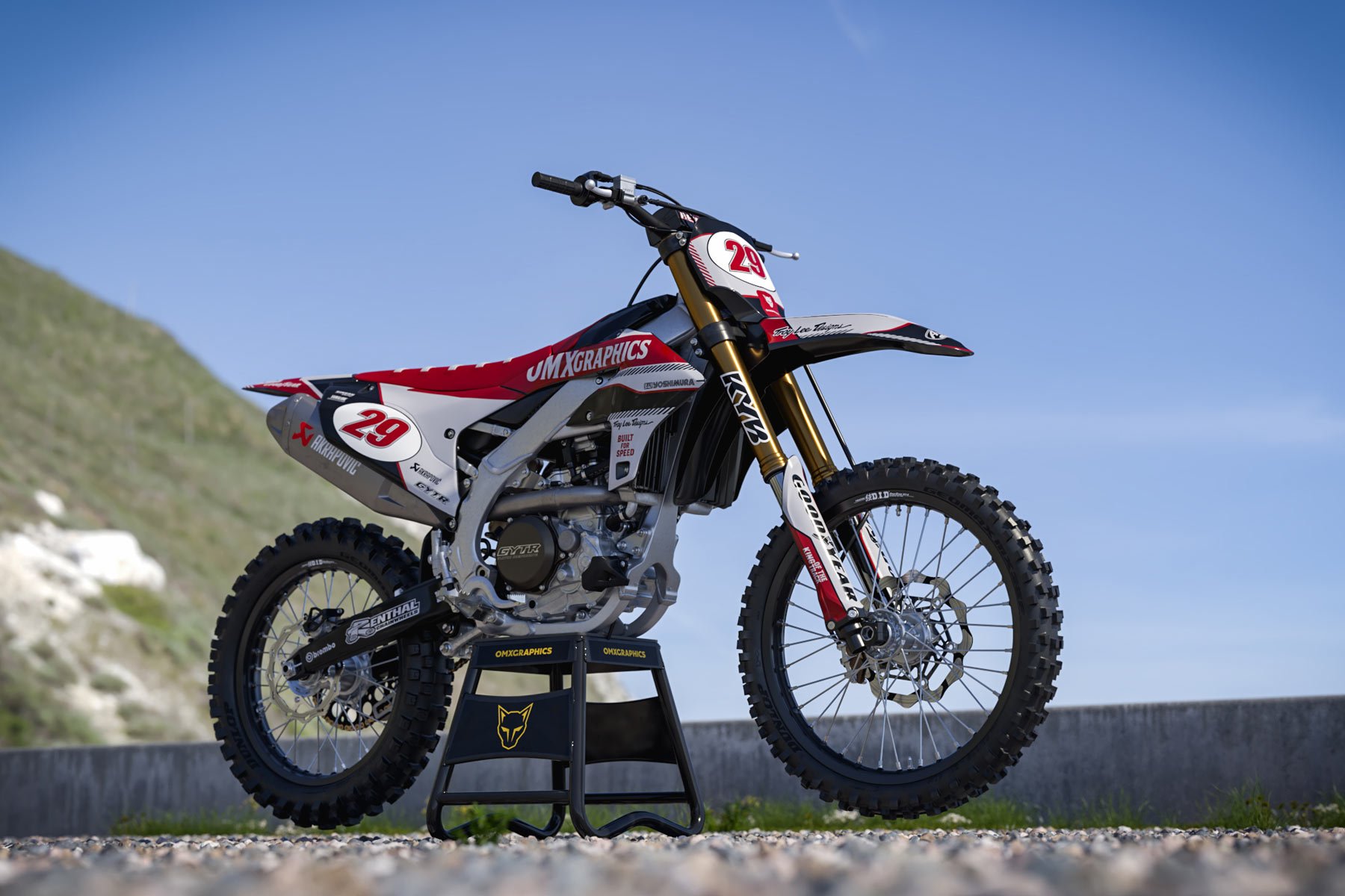 Retro Mx Graphics Kit for Yamaha Dirt Bike Redline Grey