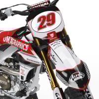 Retro Mx Graphics Kit for Yamaha Dirt Bike Redline Grey Front