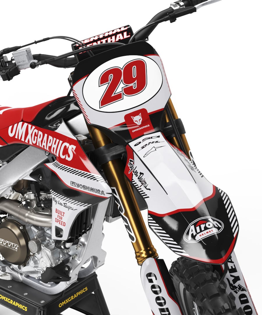 Retro Mx Graphics Kit for Yamaha Dirt Bike Redline Grey Front Retro Mx Graphics Kit for Yamaha Dirt Bike Redline Grey Front