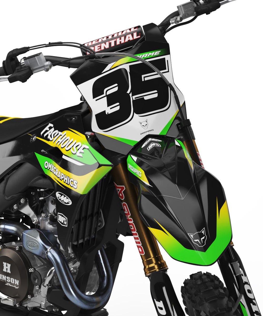 MX Graphics Kit for Kawasaki Dirt Bike Dagger Front MX Graphics Kit for Kawasaki Dirt Bike Dagger Front