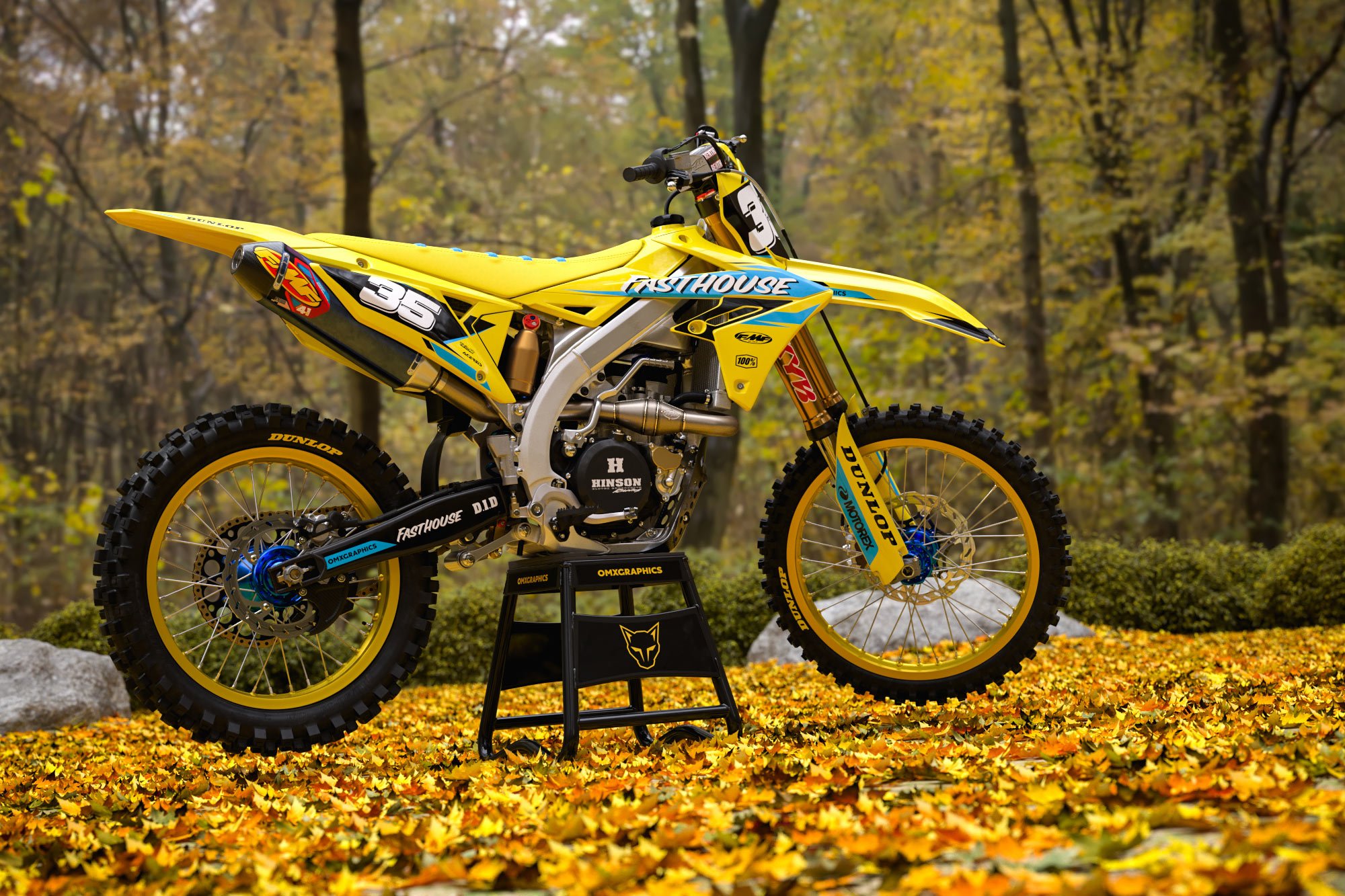 MX Graphics Kit for Suzuki Dirt Bike Dagger Yellow Image MX Graphics Kit for Suzuki Dirt Bike Dagger Yellow Image