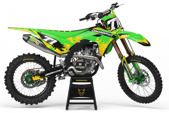 Dirt Bike Graphics For Kawasaki Bike - Crack - Green