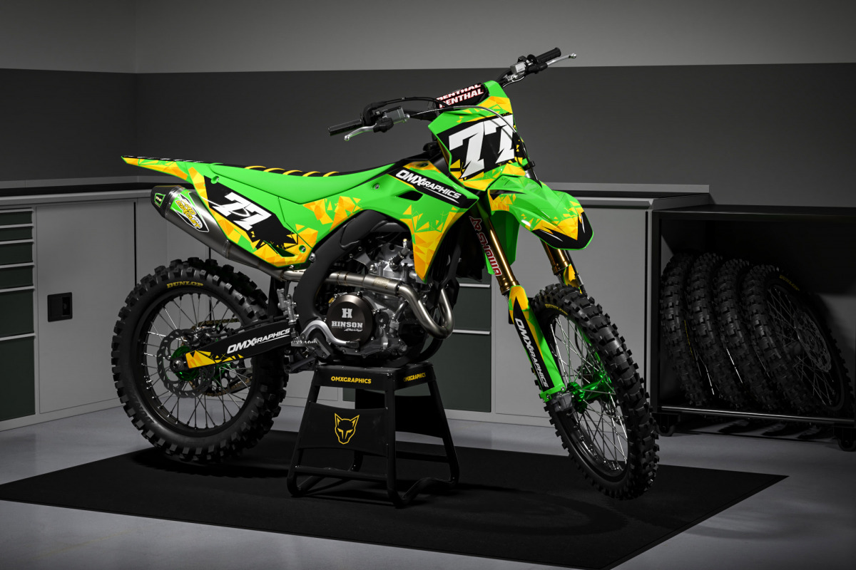 Dirt Bike Graphics For Kawasaki Bike - Crack - Green Promo