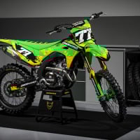 Dirt Bike Graphics For Kawasaki Bike - Crack - Green Promo