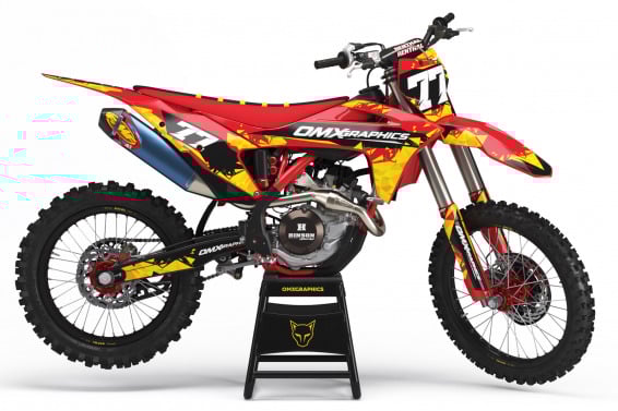 Dirt Bike Graphics Kit for GasGas - Crack - Red