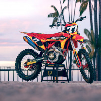 Dirt Bike Graphics Kit for GasGas - Crack - Red Promo