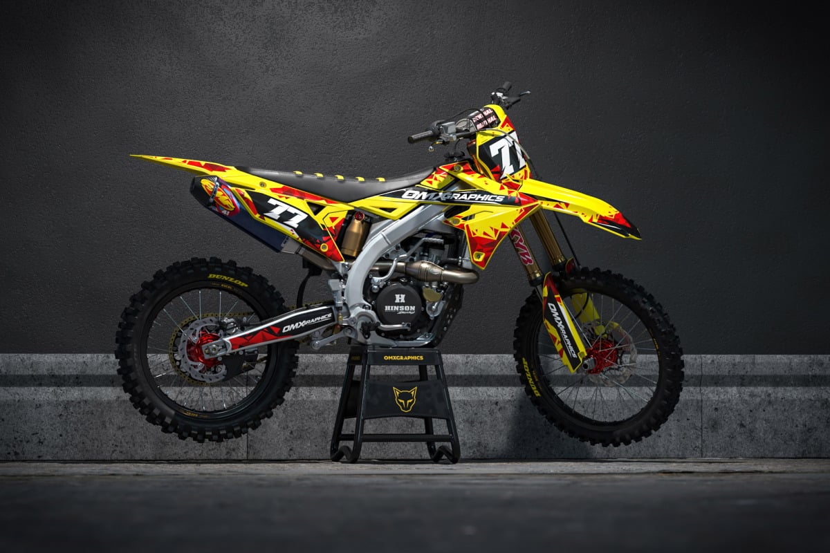 Dirt Bike Graphics Kit for Suzuki - Crack - Yellow Promo
