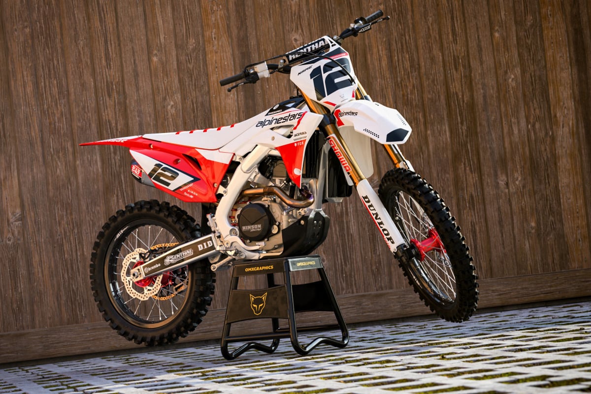 Honda Dirt Bike Graphics Kit Payback Installed on Honda Mx Bike Promo