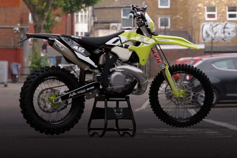 Sherco Dirt Bike Graphics Installed on Sherco Mx Bike