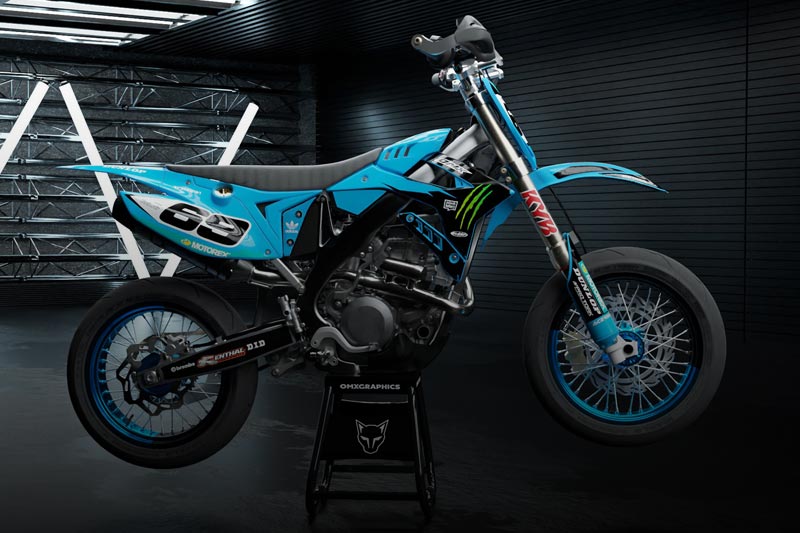 TM Racing Dirt Bike Graphics Installed on TM Racing MX Bike