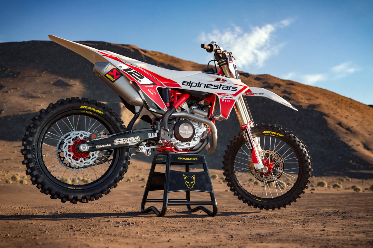 GasGas Mx Graphics Kit Installed on GasGas Dirt Bike - Payback Promo