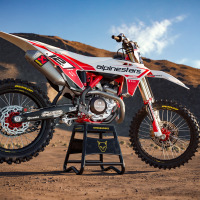 GasGas Mx Graphics Kit Installed on GasGas Dirt Bike - Payback Promo