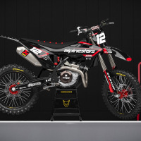 GasGas Mx Graphics Kit Payback Installed on GasGas dirt bike promo image
