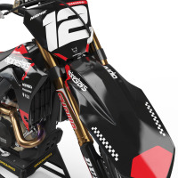 Black Honda Mx Graphics Kit Installed on a Honda Dirt Bike Payback 1