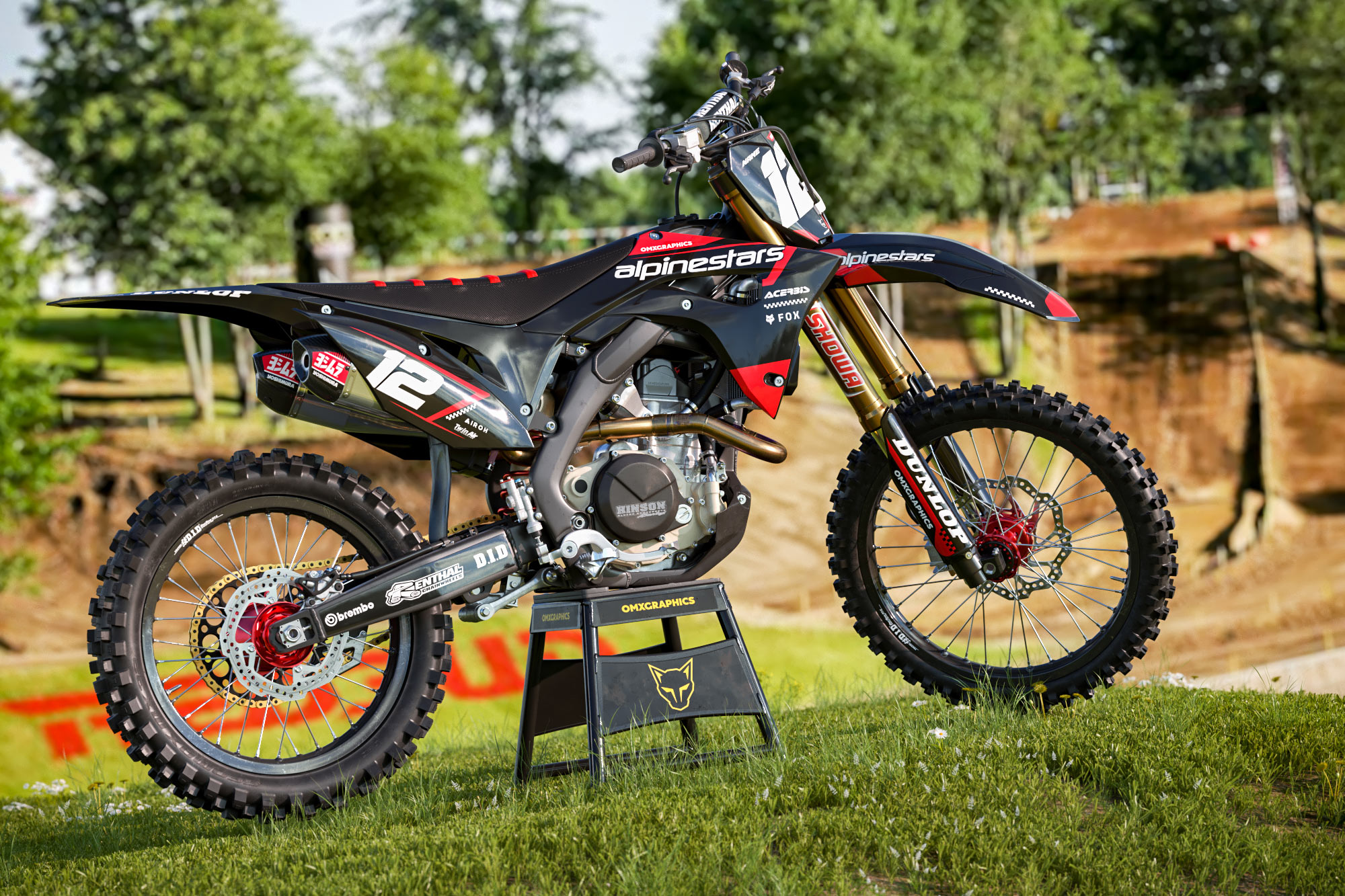 Graphics Kit for Honda - Payback - Black Promo Black Honda Mx Graphics Kit Installed on a Honda Dirt Bike Payback Promo