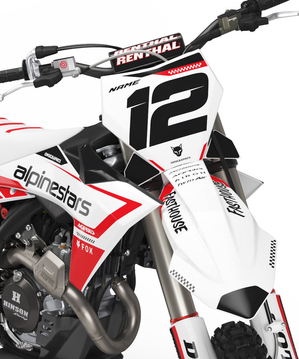 Graphics Kit for KTM - Payback - White 1 KTM Mx Graphics Kit Installed on KTM Dirt Bike Payback White 1