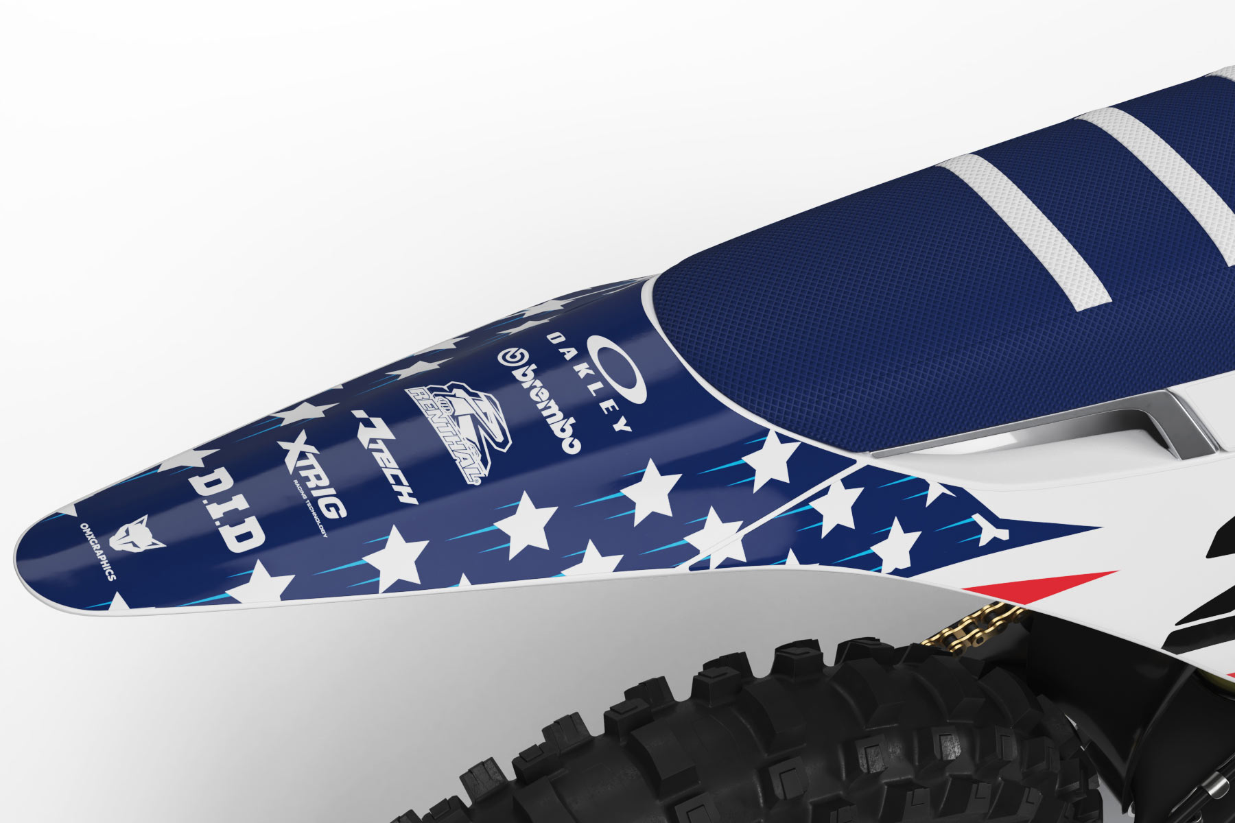 Graphics Kit for Stark Varg Dirt Bike Nation 2 USA Themed Stark Varg Mx Graphics Kit Installed on Stark Varg Dirt Bike 2