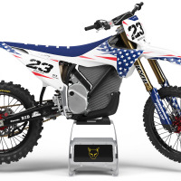USA Themed Stark Varg Mx Graphics Kit Installed on Stark Varg Dirt Bike