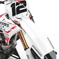 White Suzuki Mx Graphics Kit Installed on Suzuki Dirt Bike Payback 1