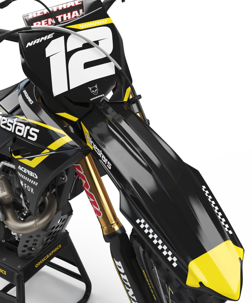 Graphics Kit for Suzuki - Payback 1 Suzuki Dirt Bike Graphics Installed on Suzuki Mx Bike Payback 1