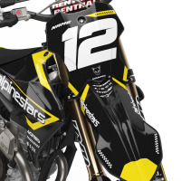 Triumph Mx Graphics Kit Installed on a Triumph Dirt Bike Payback 1