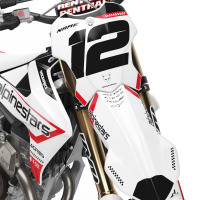 Triumph Dirt Bike Graphics Kit Installed on Triumph MX Bike Payback White 1