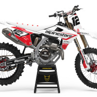 Triumph Dirt Bike Graphics Kit Installed on Triumph MX Bike Payback White