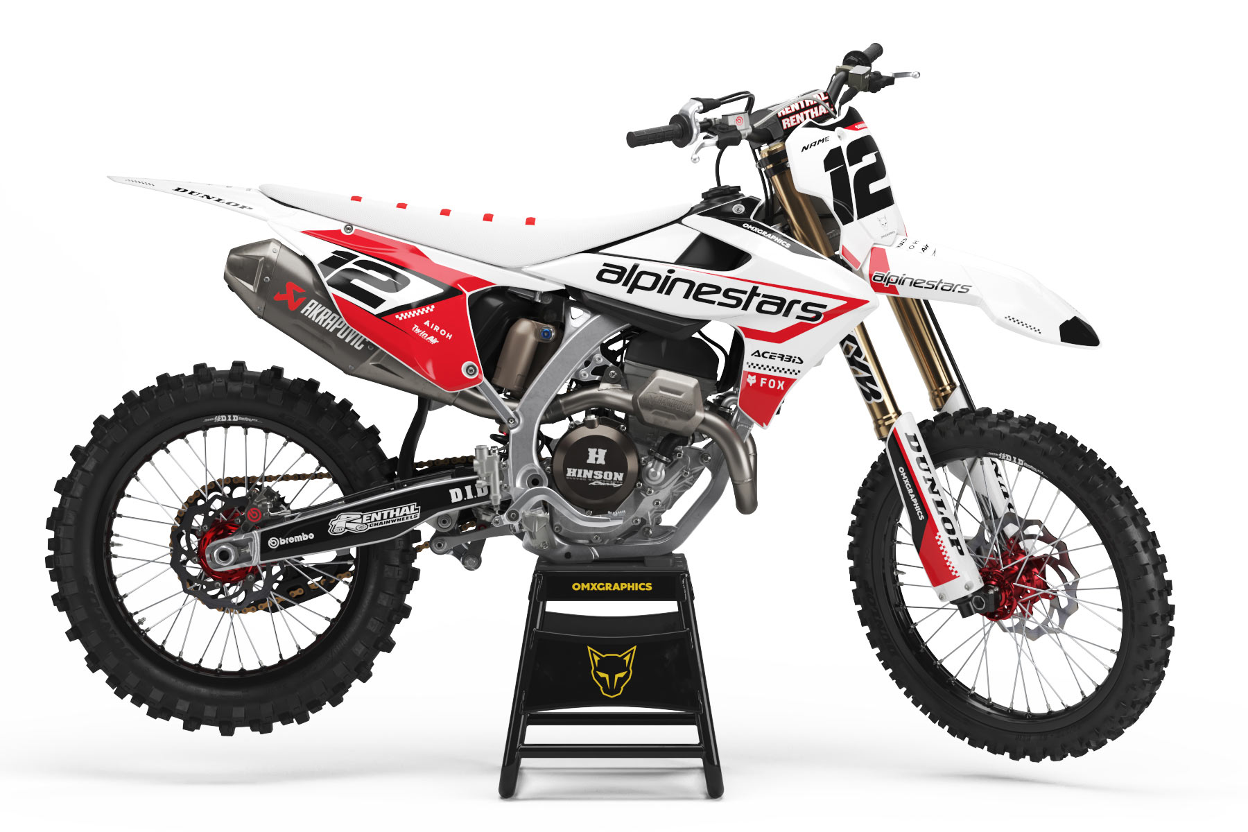 Graphics Kit for Triumph - Payback - White Triumph Dirt Bike Graphics Kit Installed on Triumph MX Bike Payback White