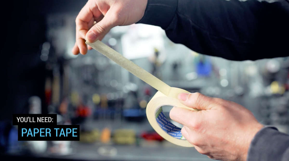 Use paper tape for positioning parts of your graphics kit