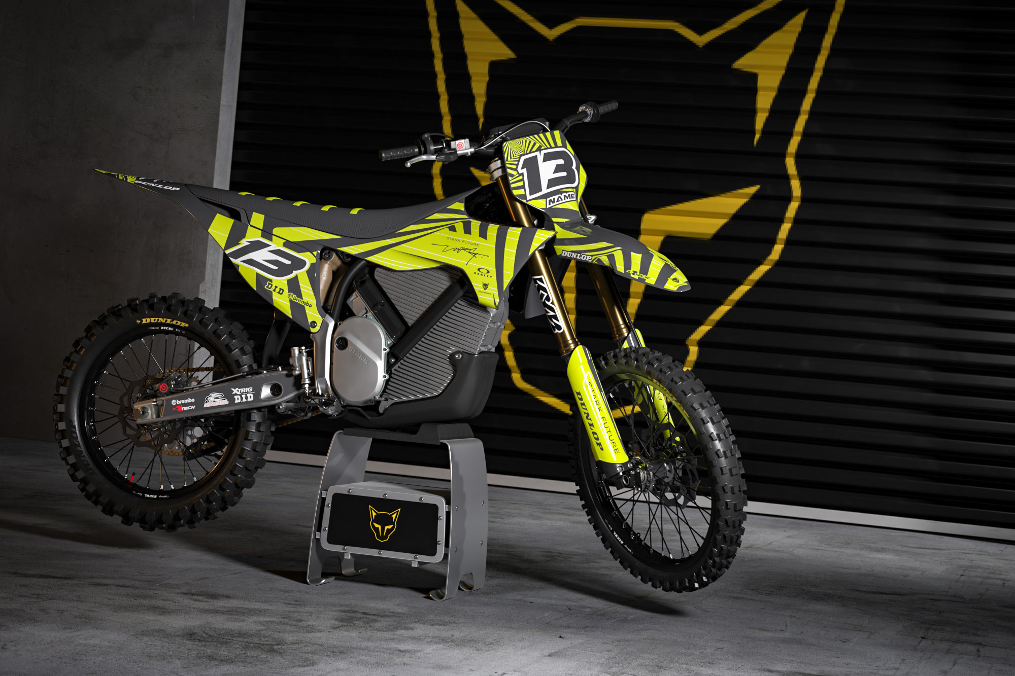 Dirt Bike Graphics Kit For Stark Varg MX Bike Blaze Promo Stark Varg Graphics Kit Blaze Installed on a Stark Varg Bike Promo Picture